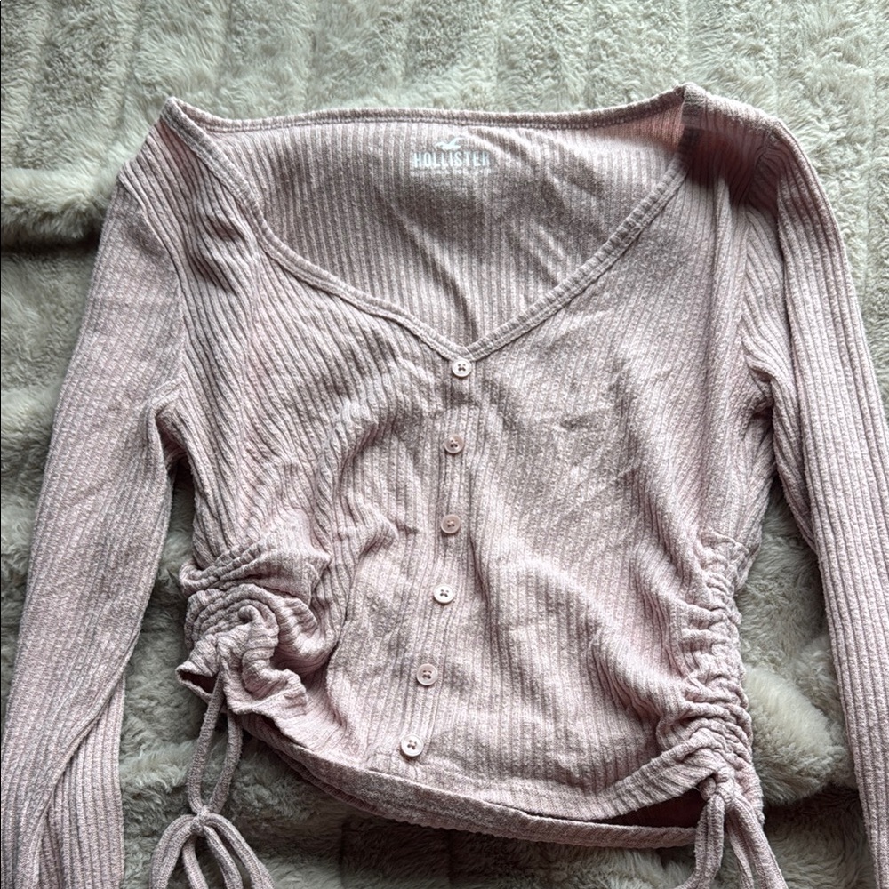 Hollister Pink Ribbed Crop Blouse